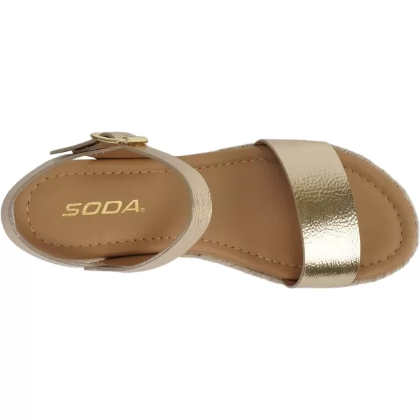 Soda CLIP  Women Open Toe Ankle Strap Platform Espadrille SandalLight Gold