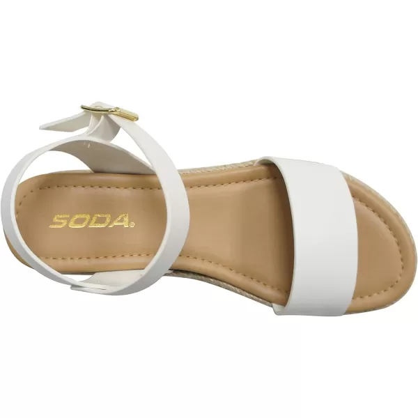 Soda CLIP  Women Open Toe Ankle Strap Platform Espadrille SandalWhite