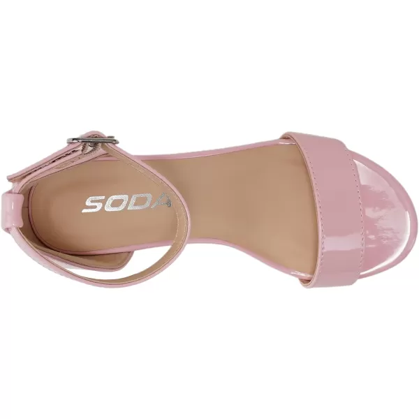 Soda COY2  Little KidsChildrenGirls Open Toe Closed Back Counter Low Block Heeled Sandals with Adjustable Ankle StrapPink Patent