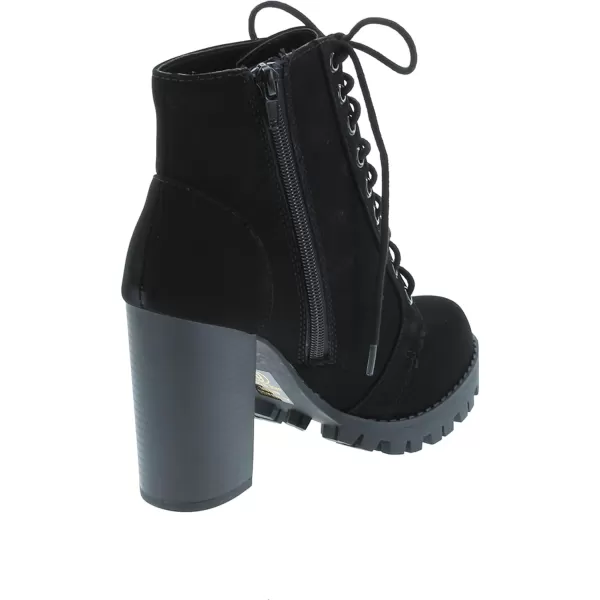 Soda Chalet  Fashion Lace up Military Inspired Ankle Boot with Stacked Heel and Side ZipperBlack Nubuck