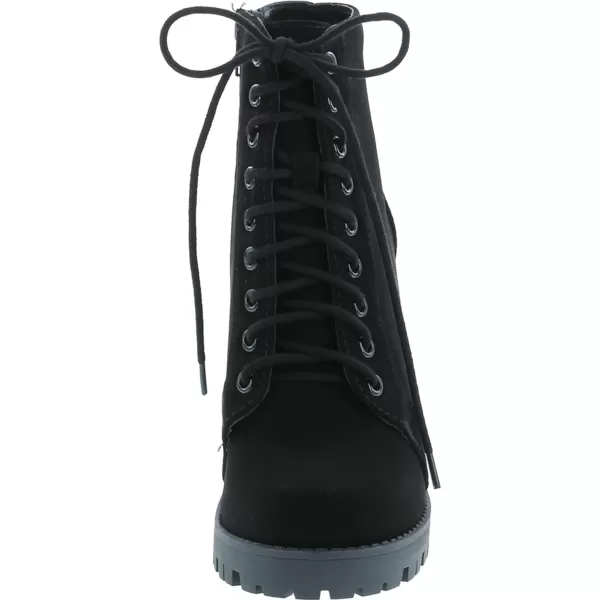 Soda Chalet  Fashion Lace up Military Inspired Ankle Boot with Stacked Heel and Side ZipperBlack Nubuck