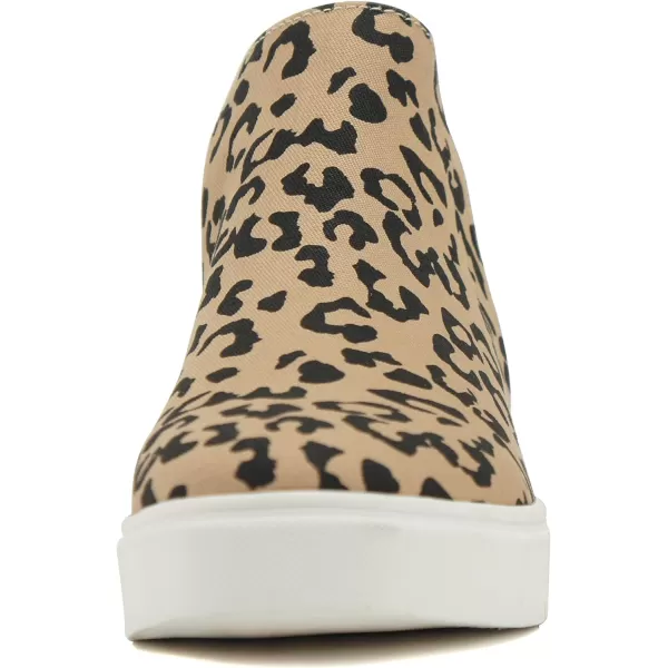 Soda DIANA  Slip On Hidden Wedge Ankle Boot Fashion Sneaker with elastic gore insetsLight Tan Leopard