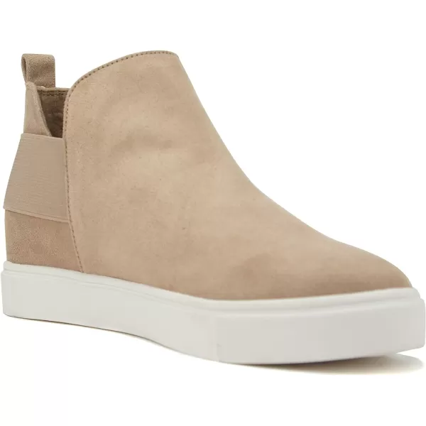 Soda DIANA  Slip On Hidden Wedge Ankle Boot Fashion Sneaker with elastic gore insetsLight Taupe