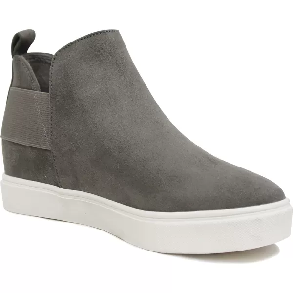 Soda DIANA  Slip On Hidden Wedge Ankle Boot Fashion Sneaker with elastic gore insetsMid Grey