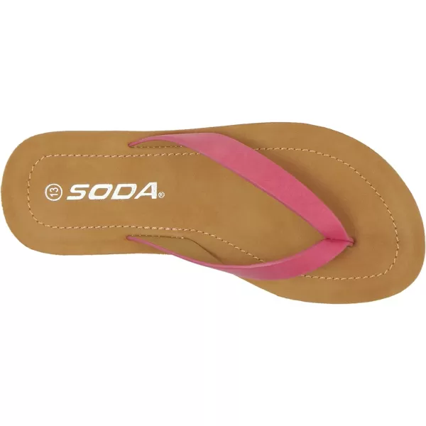 Soda ELLA2 KidsChildrenGirls Casual Comfort Flip Flop Fashion Slide Flat Thong SandalsFuchsia Nbpu