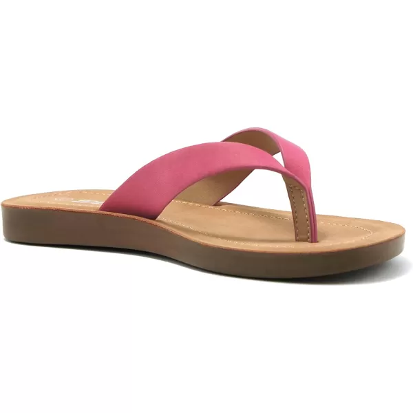 Soda ELLA2 KidsChildrenGirls Casual Comfort Flip Flop Fashion Slide Flat Thong SandalsFuchsia Nbpu