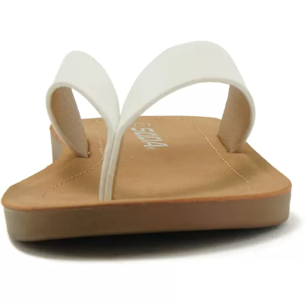 Soda ELLA2 KidsChildrenGirls Casual Comfort Flip Flop Fashion Slide Flat Thong SandalsWhite Pu