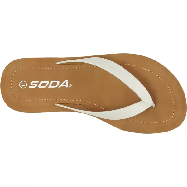 Soda ELLA2 KidsChildrenGirls Casual Comfort Flip Flop Fashion Slide Flat Thong SandalsWhite Pu