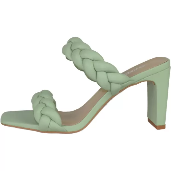 Soda Found  Womens Braided Heeled Square Toe Block Heel SandalsLight Green