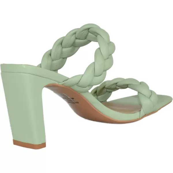 Soda Found  Womens Braided Heeled Square Toe Block Heel SandalsLight Green