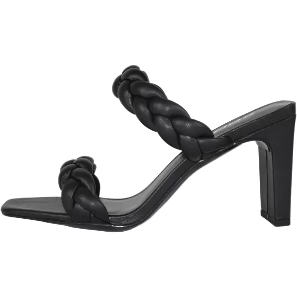 Soda Found  Womens Braided Heeled Square Toe Block Heel SandalsPu Black