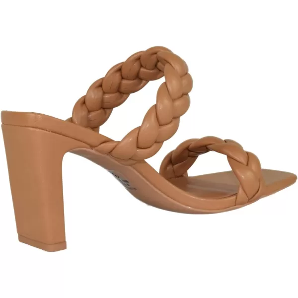 Soda Found  Womens Braided Heeled Square Toe Block Heel SandalsPu Camel