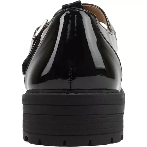 Soda GARNY2  Little KidsChildrenGirls Round Closed Toe Velcro TStrap Mary Jane Lug Sole Low Heel ShoeBlack Patent