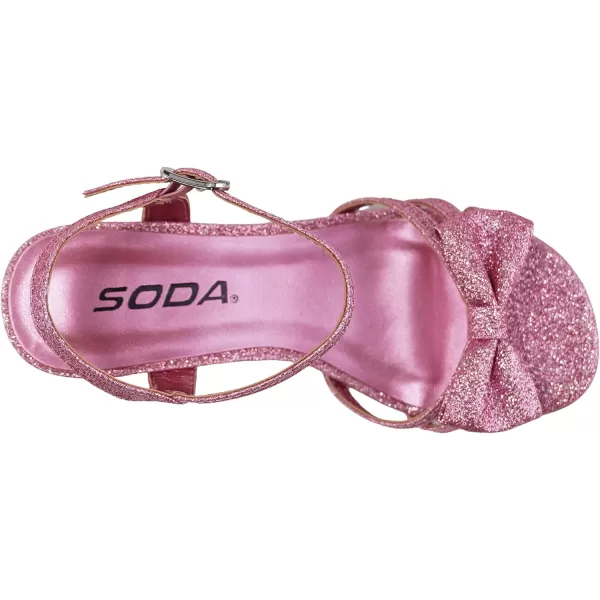 Soda Girly2 Childrens Girls Open Toe Slingback Block High Heel SandalsPink Glitter