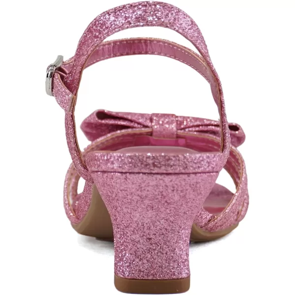 Soda Girly2 Childrens Girls Open Toe Slingback Block High Heel SandalsPink Glitter