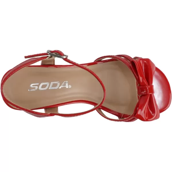 Soda Girly2 Childrens Girls Open Toe Slingback Block High Heel SandalsRed Patent