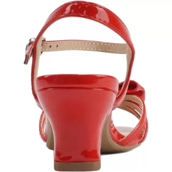 Soda Girly2 Childrens Girls Open Toe Slingback Block High Heel SandalsRed Patent