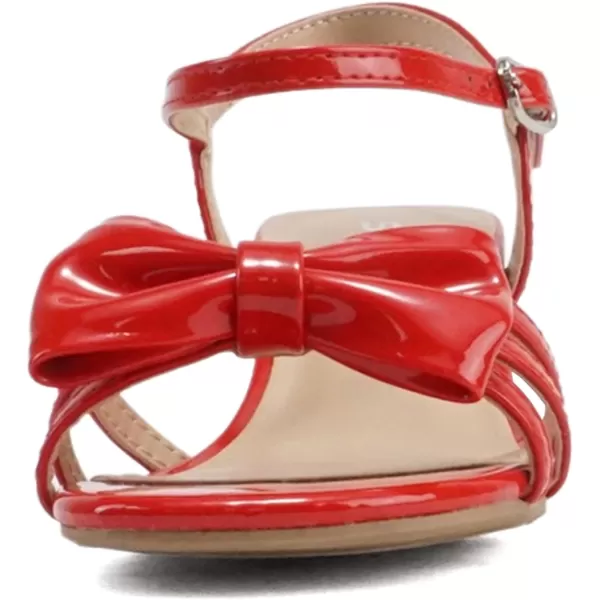 Soda Girly2 Childrens Girls Open Toe Slingback Block High Heel SandalsRed Patent