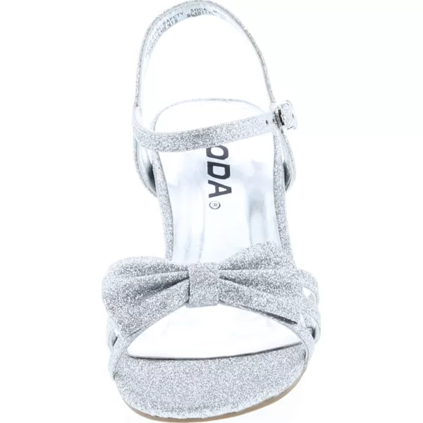 Soda Girly2 Childrens Girls Open Toe Slingback Block High Heel SandalsSilver Glt