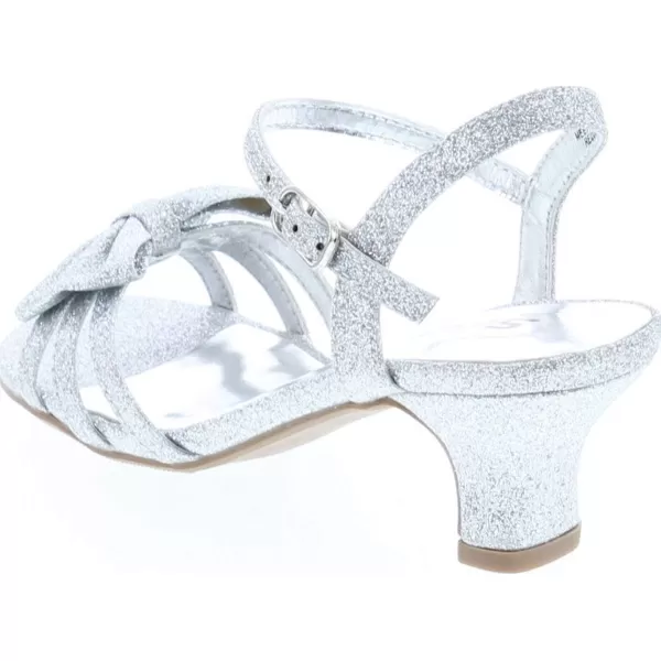 Soda Girly2 Childrens Girls Open Toe Slingback Block High Heel SandalsSilver Glt