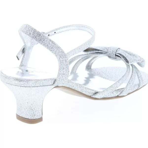 Soda Girly2 Childrens Girls Open Toe Slingback Block High Heel SandalsSilver Glt