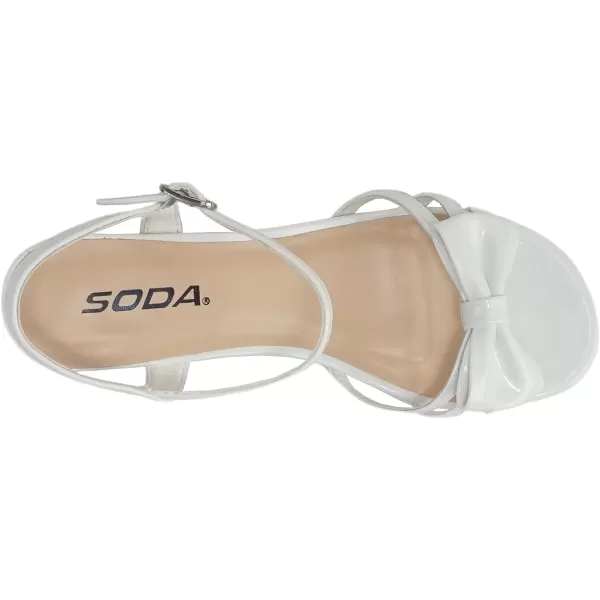 Soda Girly2 Childrens Girls Open Toe Slingback Block High Heel SandalsWhite Patent