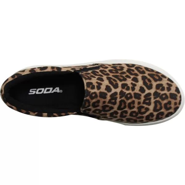 Soda Hike Slip On Double Layer Foam Padded Cushion Sock Fashion SneakersOatmeal Cheetah