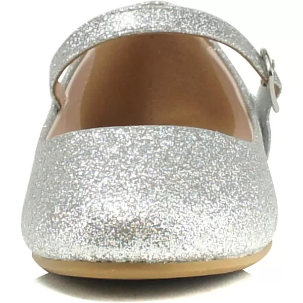 Soda Hookup2 KidsChildrenGirls Fashion Classic Mary Jane Flat Rounded Ballet ShoesSilver Glitter