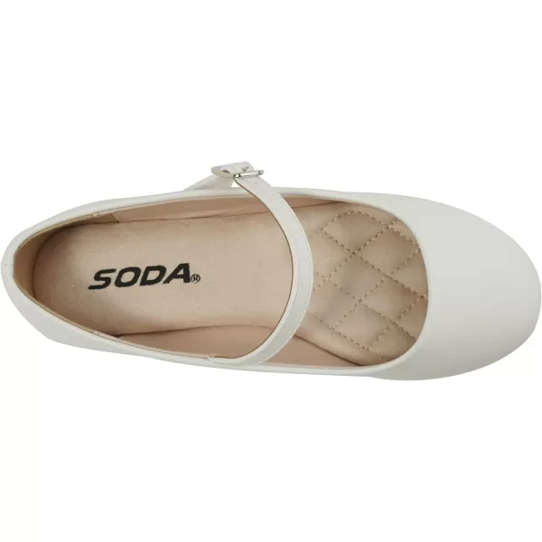 Soda Hookup2 KidsChildrenGirls Fashion Classic Mary Jane Flat Rounded Ballet ShoesWhite Pu