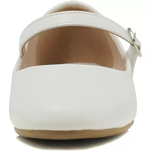 Soda Hookup2 KidsChildrenGirls Fashion Classic Mary Jane Flat Rounded Ballet ShoesWhite Pu