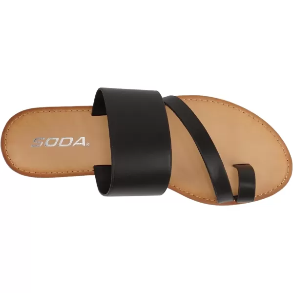 Soda Joan Womens Open Toe Slip On Flip Flop SandalsBlack