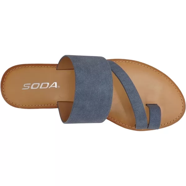 Soda Joan Womens Open Toe Slip On Flip Flop SandalsDenim Blue