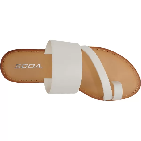 Soda Joan Womens Open Toe Slip On Flip Flop SandalsWhite