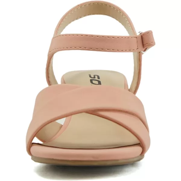 Soda KidsChildrenGirls AIDA2 Crisscross band Soft Comfortable Sole with Ankle Buckle Strap Block Heel Sandals ShoesDblush Nbpu