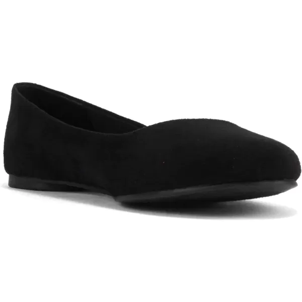 Soda Kreme Comfortable Basic Shoes Women Ballet Flat Round Toe Gel InsoleBlack Imitation Suede