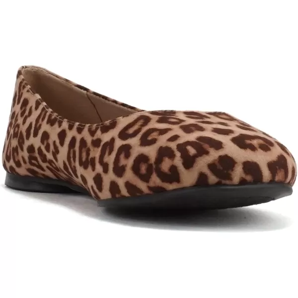 Soda Kreme Comfortable Basic Shoes Women Ballet Flat Round Toe Gel InsoleLeopard Imitation Suede