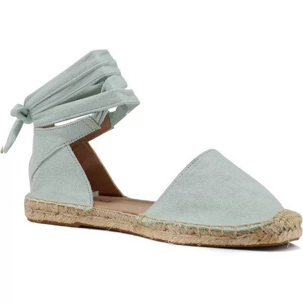 Soda Layout  Women Casual Close Toe Espadrille Fashion Flat Shoe with Ankle Wrap StrapLmint Imit Suede