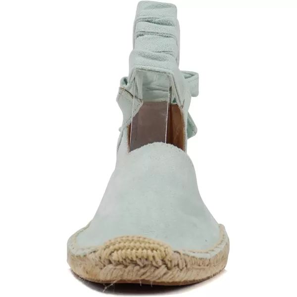 Soda Layout  Women Casual Close Toe Espadrille Fashion Flat Shoe with Ankle Wrap StrapLmint Imit Suede