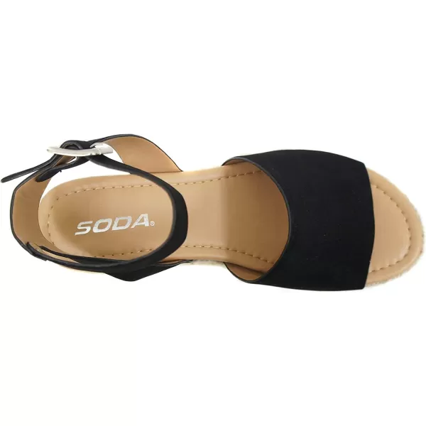 Soda Little KidsChildrenGirls TopicIIS Espadrille Flatform Wedge Open Toe SandalsBlack Nubuck