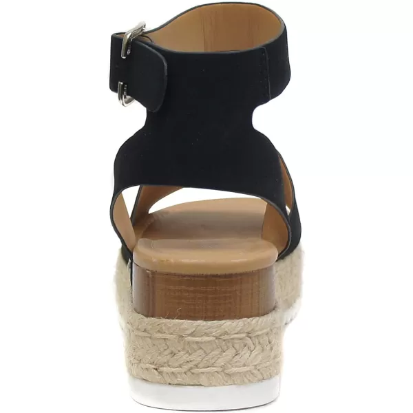 Soda Little KidsChildrenGirls TopicIIS Espadrille Flatform Wedge Open Toe SandalsBlack Nubuck