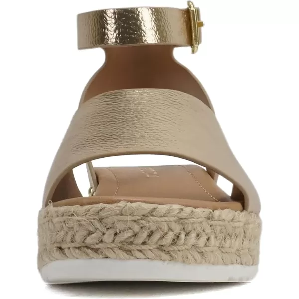 Soda Little KidsChildrenGirls TopicIIS Espadrille Flatform Wedge Open Toe SandalsGold Pu