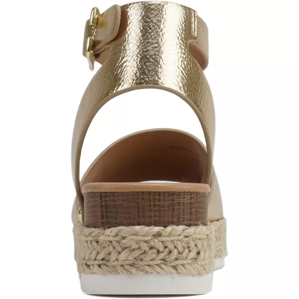 Soda Little KidsChildrenGirls TopicIIS Espadrille Flatform Wedge Open Toe SandalsGold Pu