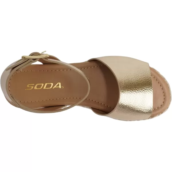 Soda Little KidsChildrenGirls TopicIIS Espadrille Flatform Wedge Open Toe SandalsGold Pu