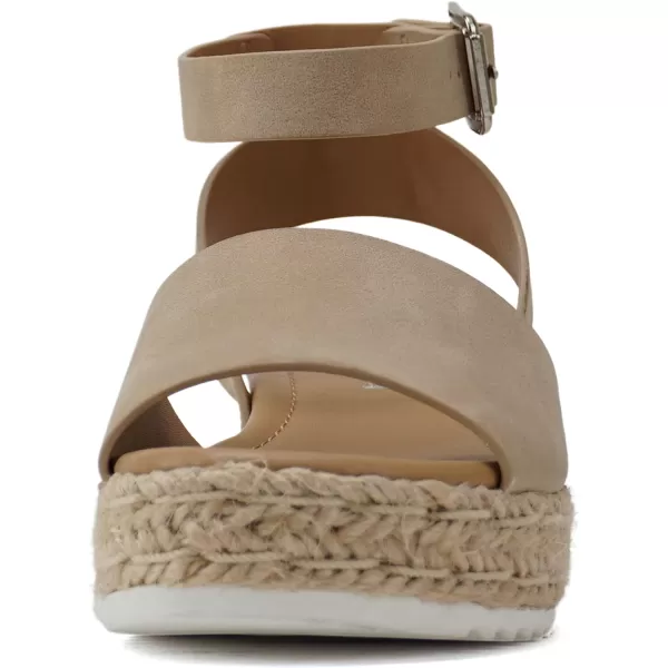 Soda Little KidsChildrenGirls TopicIIS Espadrille Flatform Wedge Open Toe SandalsTaupe Nubuck