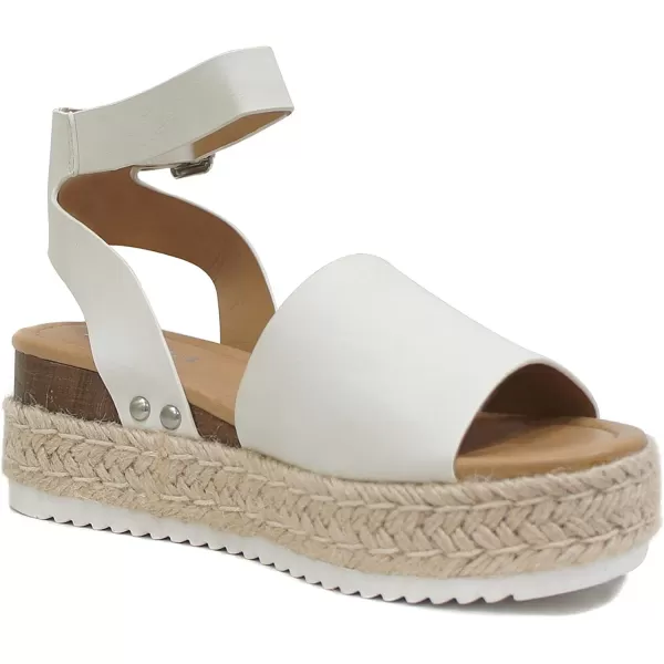 Soda Little KidsChildrenGirls TopicIIS Espadrille Flatform Wedge Open Toe SandalsWhite