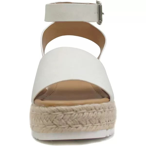 Soda Little KidsChildrenGirls TopicIIS Espadrille Flatform Wedge Open Toe SandalsWhite