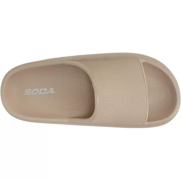 Soda MARSHMALLOW  Women Feather Recovery Slide Open Toe Lightweight Comfort Cushion SandalCream Eva