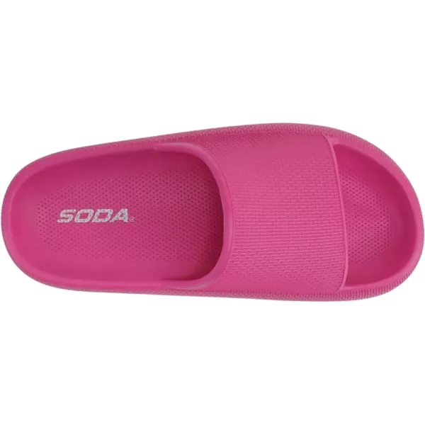 Soda MARSHMALLOW  Women Feather Recovery Slide Open Toe Lightweight Comfort Cushion SandalHot Pink Eva