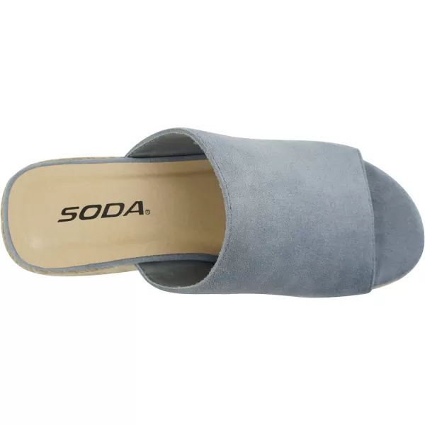 Soda MEIMEI  Women Open Toe High Wedge Jute Espadrille Fashion Slide SandalsBlue Imit Suede