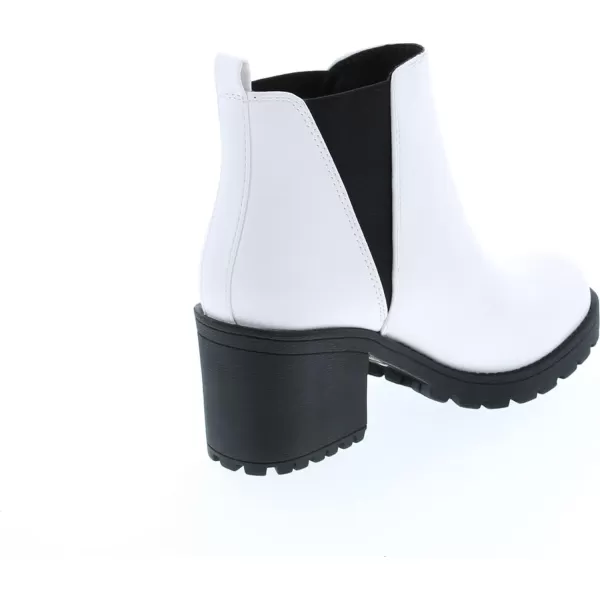 Soda ORIGAMI  WOMEN LUG SOLE MID HEEL FASHION ANKLE BOOTIE WDOUBLE ELASTIC GOREWhite